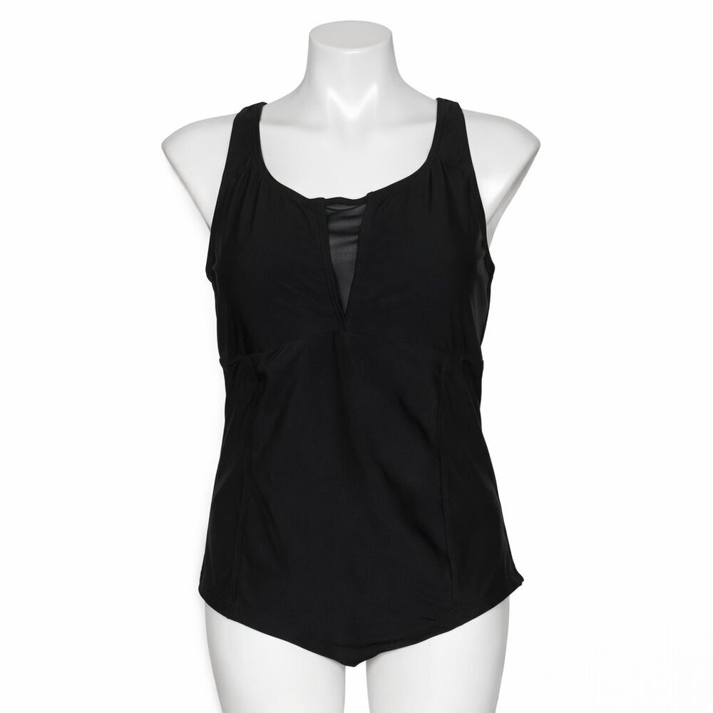 TORIRD One-Piece Mesh Insert Keyhole Wireless Black Swimsuit Size 2 (Women 18-20